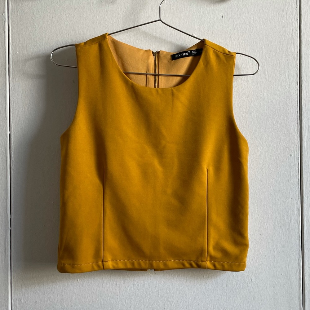 Mustard/turmeric sleeveless top with zipper back